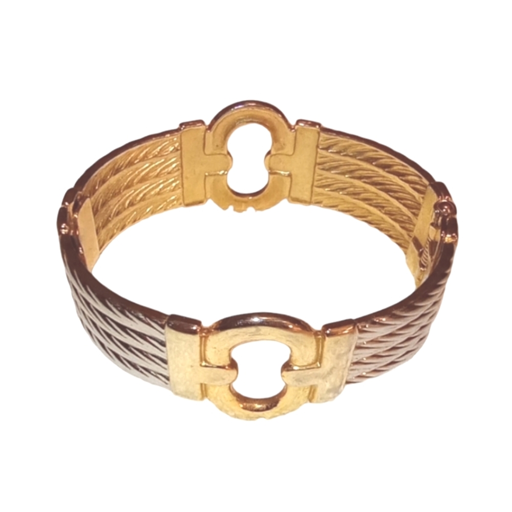 1980 Vintage Gold-Tone Hinged Bangle Bracelet
